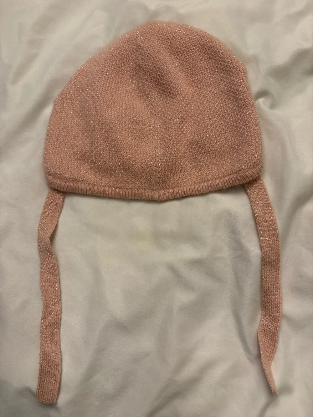 Kids Beige pink with gold specks beanie hat Chloe size 44 reversible winter